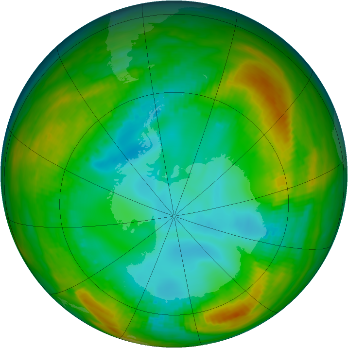 Antarctic ozone map for 29 July 1981